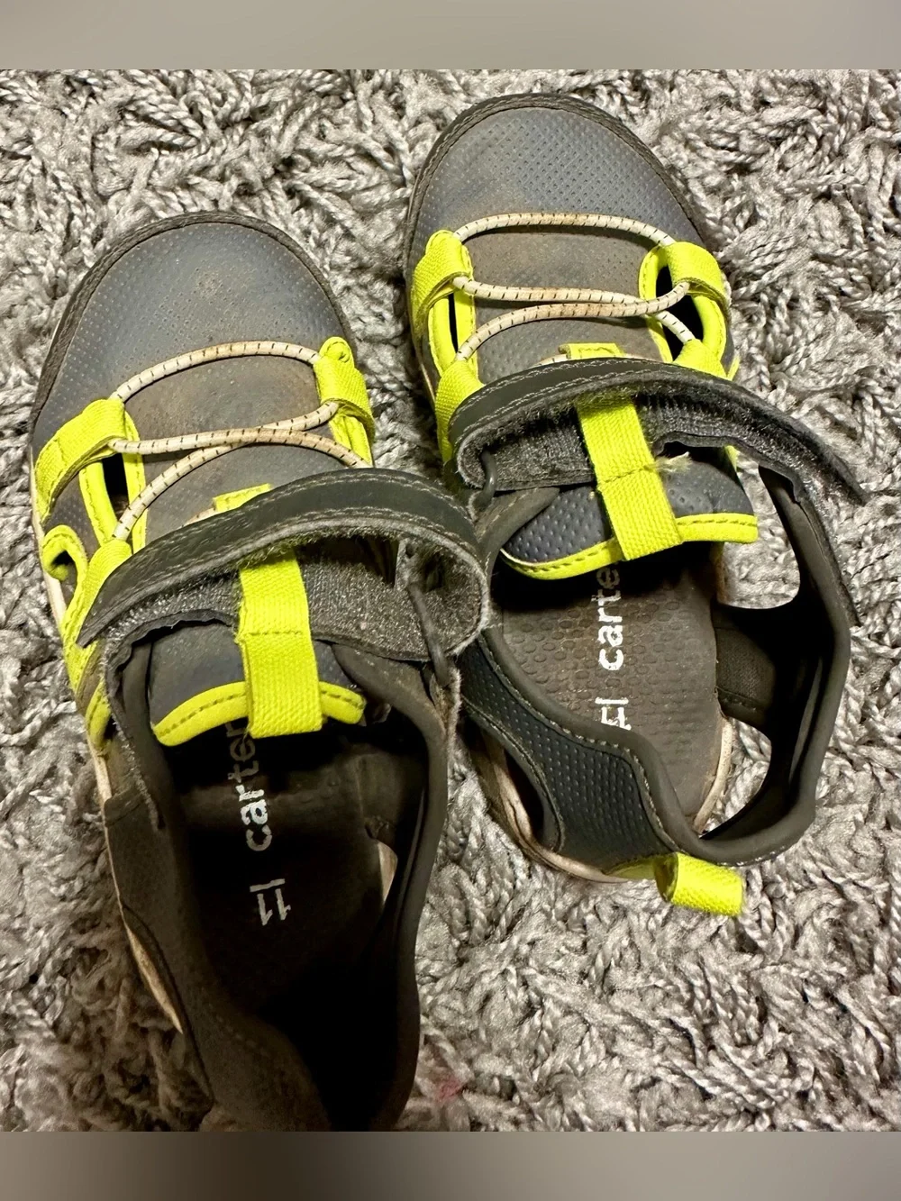 Carter's Gray and Neon Yellow Kids Active Sandals